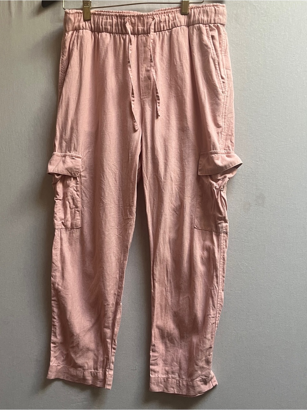 GAP Linen Blend Cargo Pants Size M Relaxed Fit Drawstring Trouser